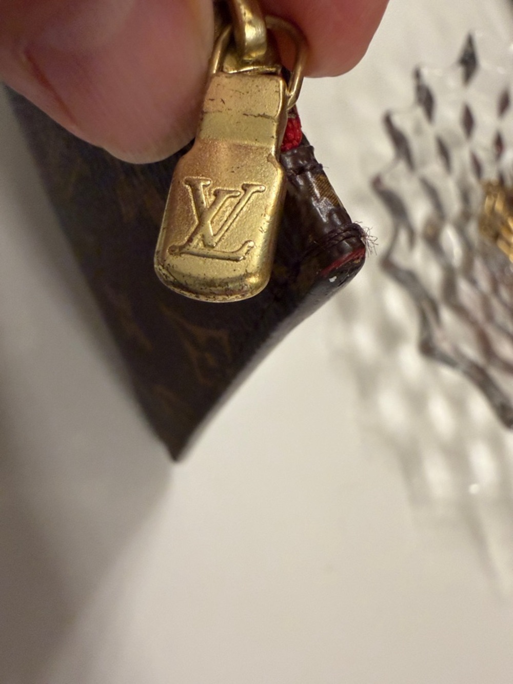 Louis Vuitton Monogram wristlet  with Red Trim and Gold Hardware - Picture 5 of 17